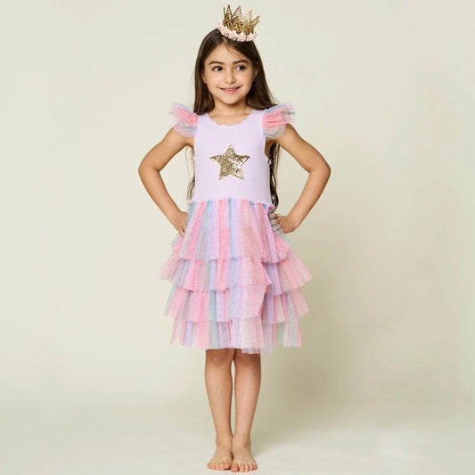 Leah Layered Tutu Dress-Purple Multi 3