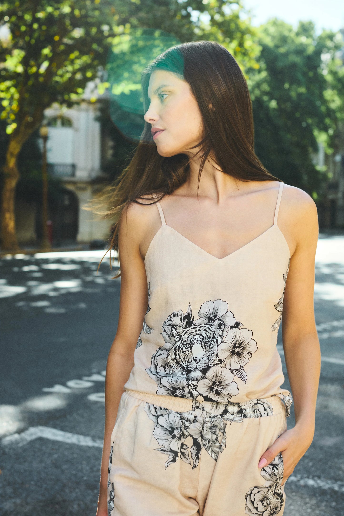 TANK TOP TIGER BLOOM BEIGE