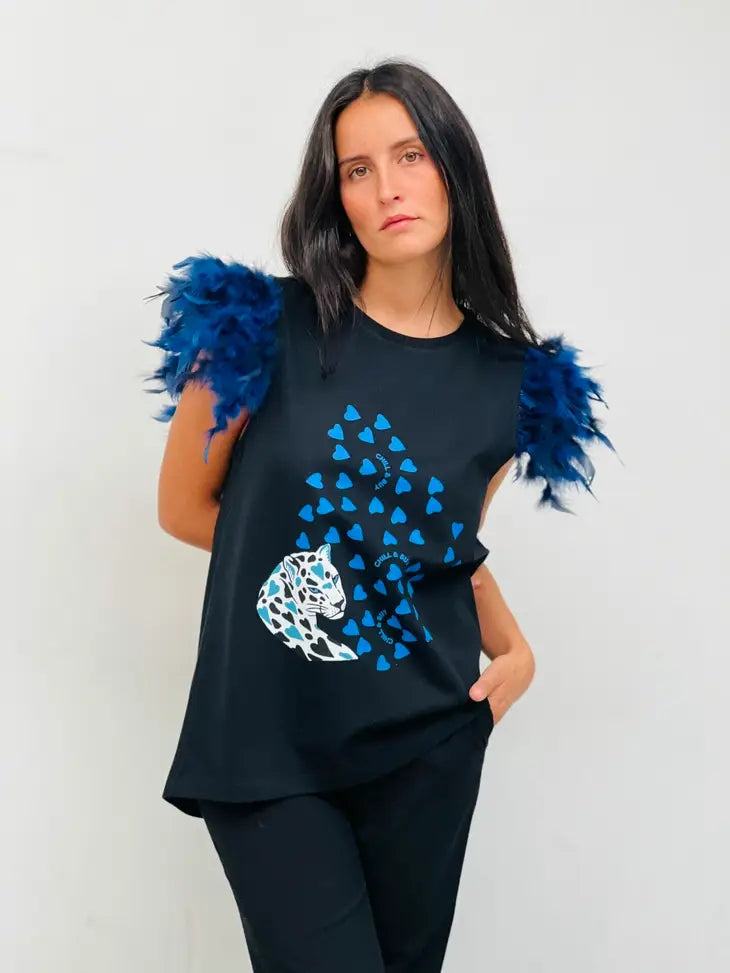 Valencia Tiger Hearts Feathers T-Shirt