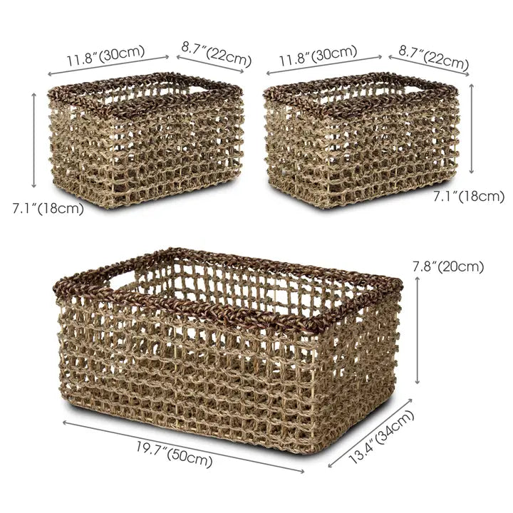 Rectagular Wire Seagrass Basket