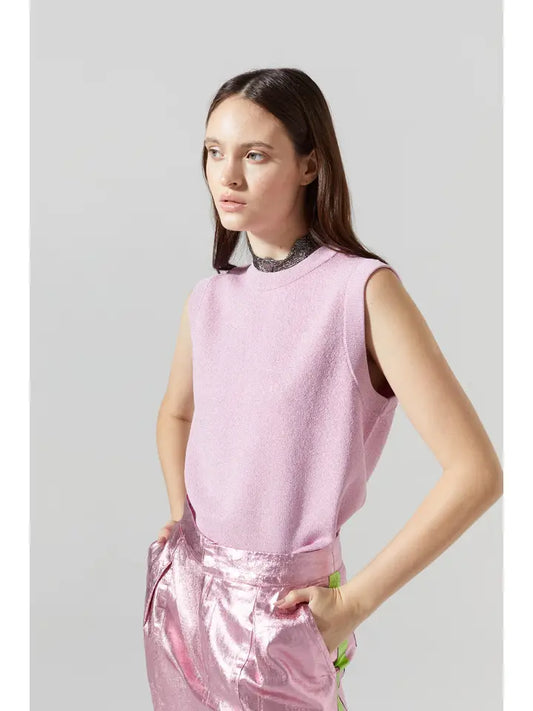 GLITTER KNITTED TOP - PINK