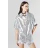 Soho Metallic Linen Shirt - Silver