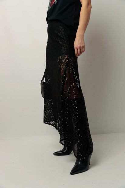 Women's Long Lace and Sequins Skirt