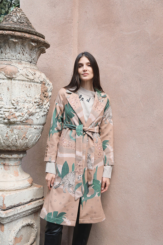 FULL PRINT COAT JUNGLE D' AMOUR CAMEL