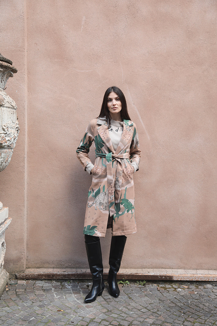 FULL PRINT COAT JUNGLE D' AMOUR CAMEL