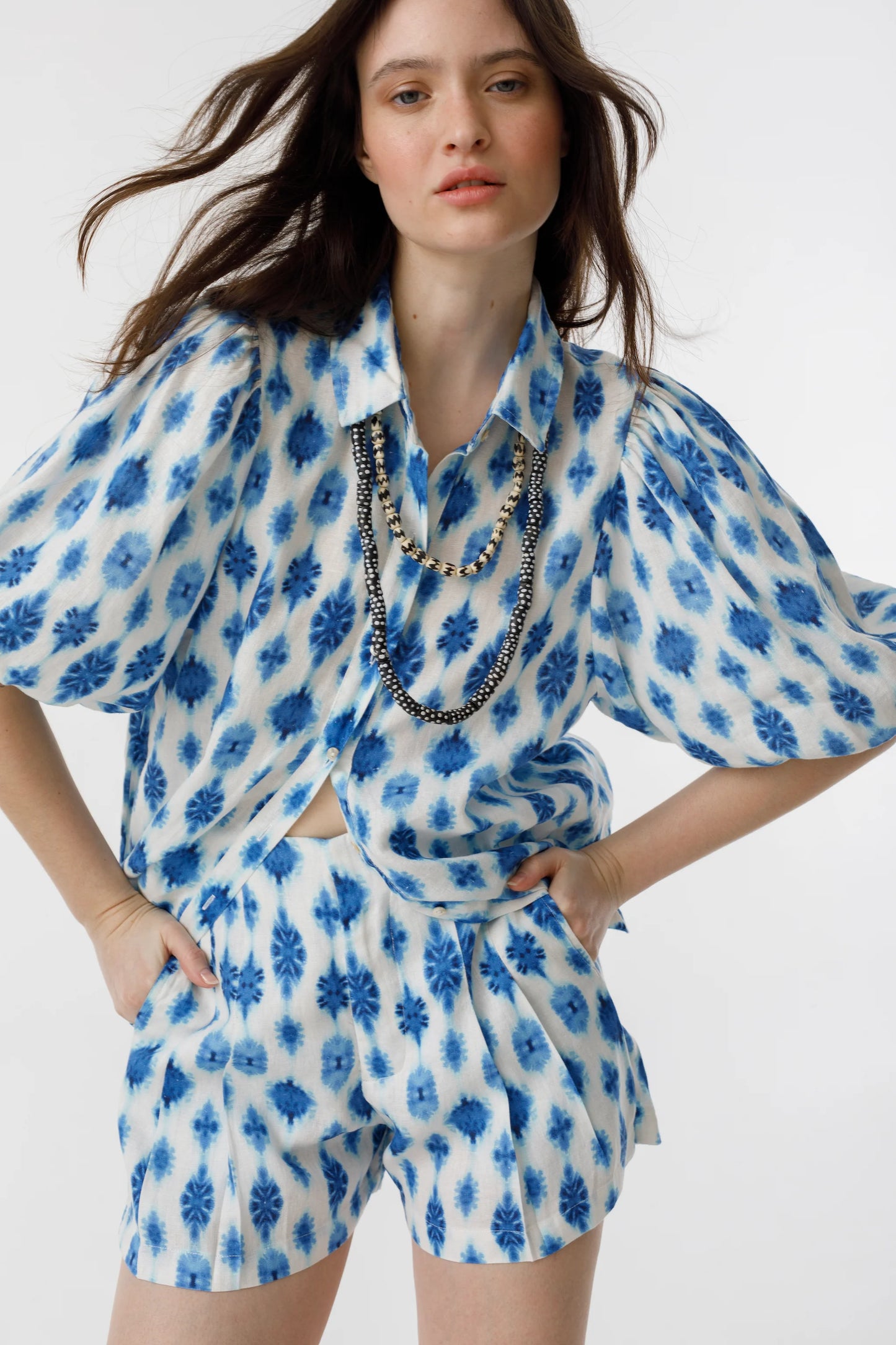 ANGEL LINEN SHIRT - HAMPTONS PRINT