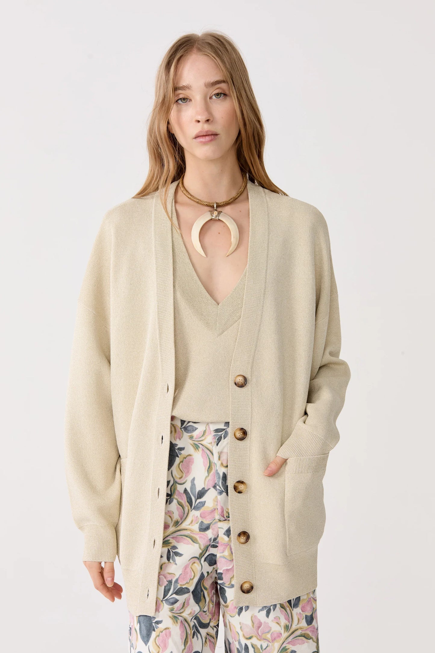 ASPEN LUREX CARDIGAN - GOLD