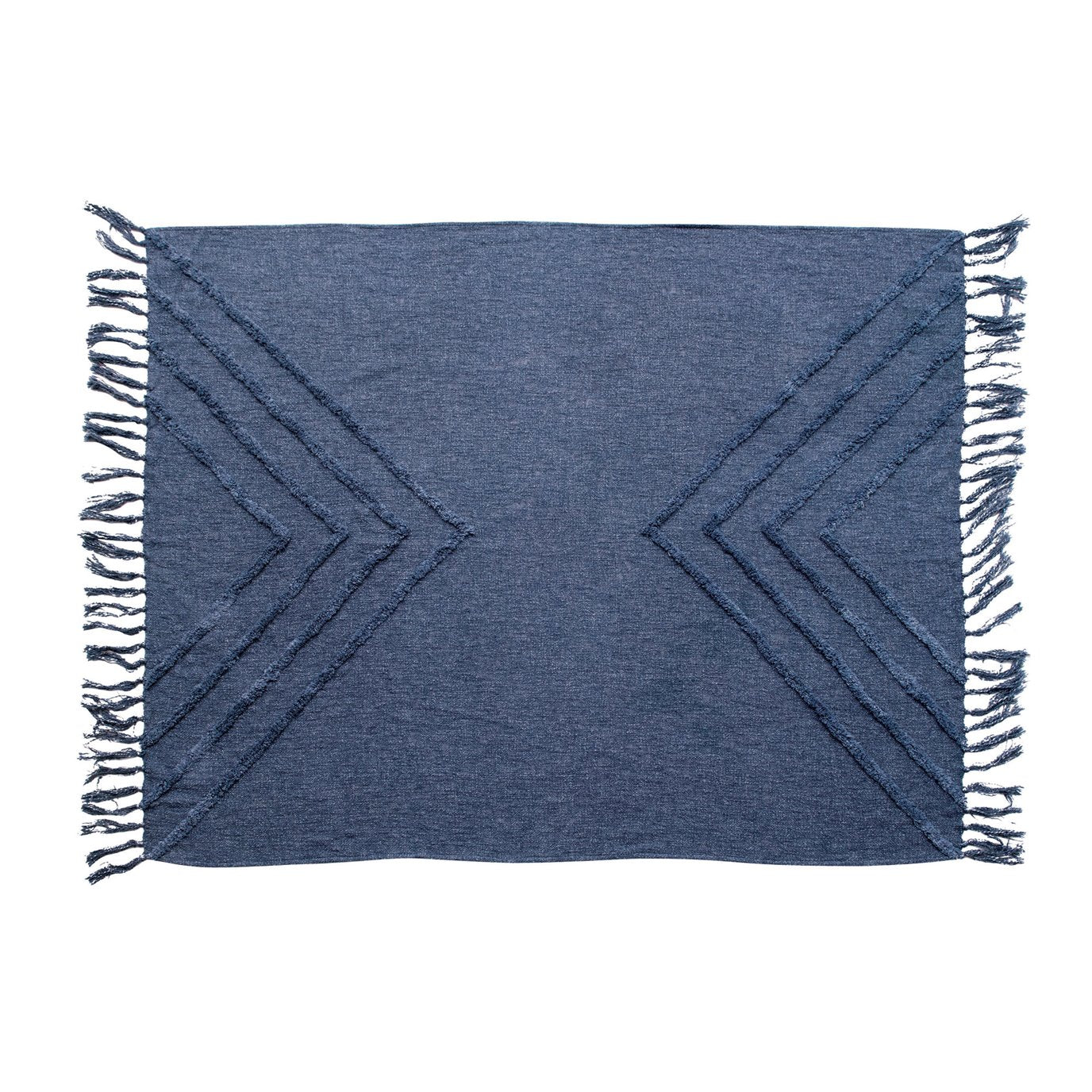 Slub Throw with Tufted Chevron Pattern and Tassels