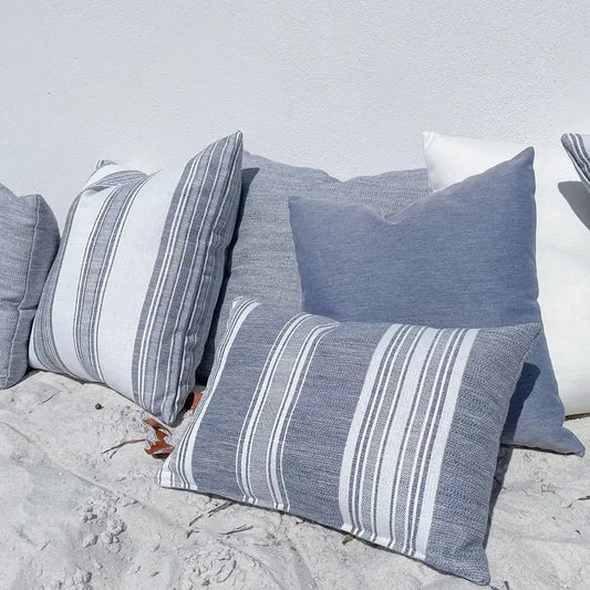 Beach Club Indigo Stripe Outdoor Pillow