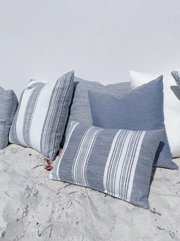 Beach Club Indigo Stripe Outdoor Pillow