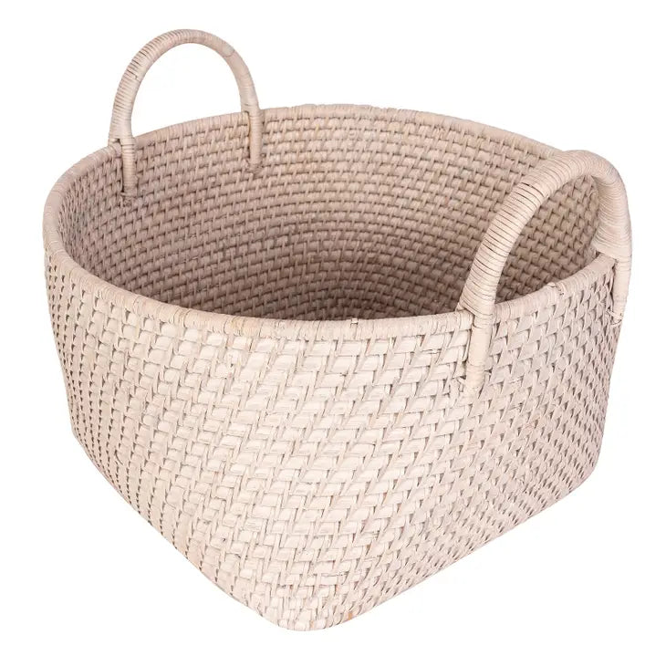 Saboga Home Round Basket with Hoop Handles