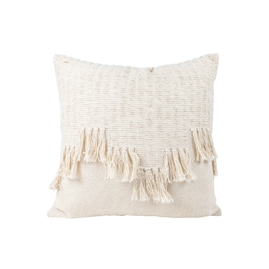 Foreside Home & Garden Hand Woven White Cotton with Polyester Fill Throw Pillow