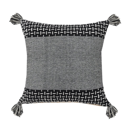 Interwoven Dash Geometric Throw Pillow with Tassels