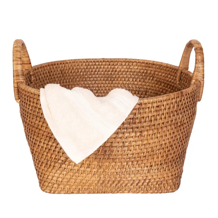 Saboga Home Round Basket with Hoop Handles