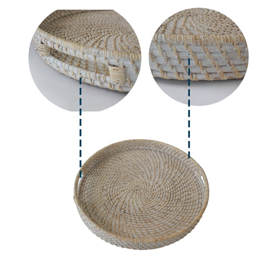 Wicker Serving Trays.Hand Woven Decorative Trays (D16")