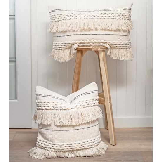 Boho Braided Fringe Pillow