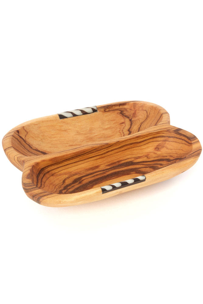 Wild Olive Wood & Cow Bone Side by Side Condiment Dish