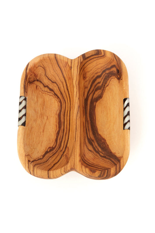 Wild Olive Wood & Cow Bone Side by Side Condiment Dish