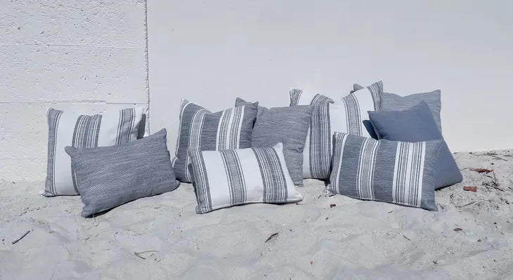Beach Club Indigo Stripe Outdoor Pillow