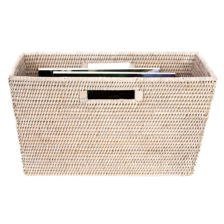 Rattan Magazine Basket- White Wash