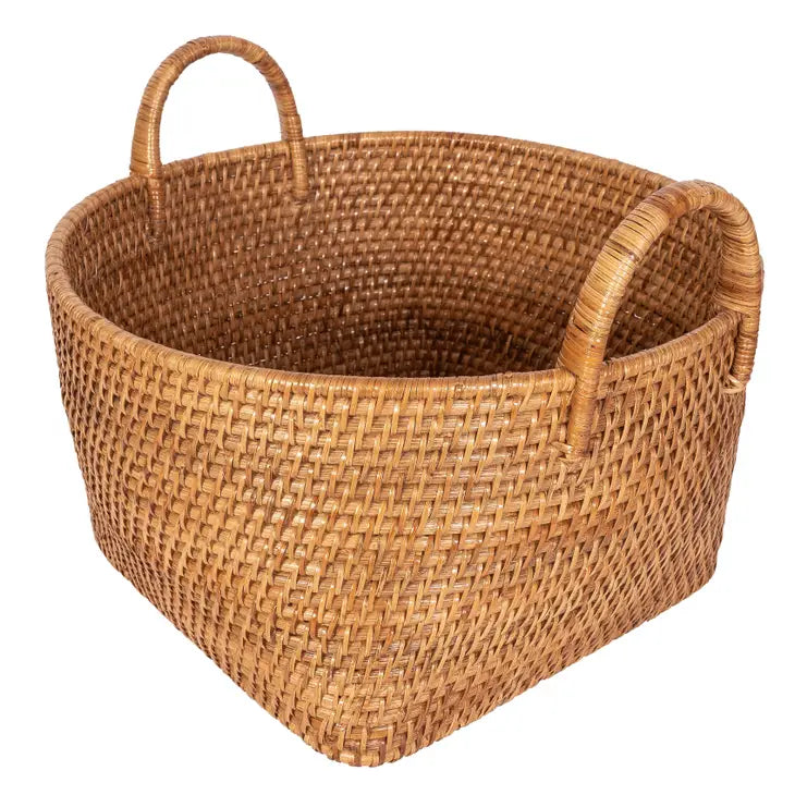 Saboga Home Round Basket with Hoop Handles