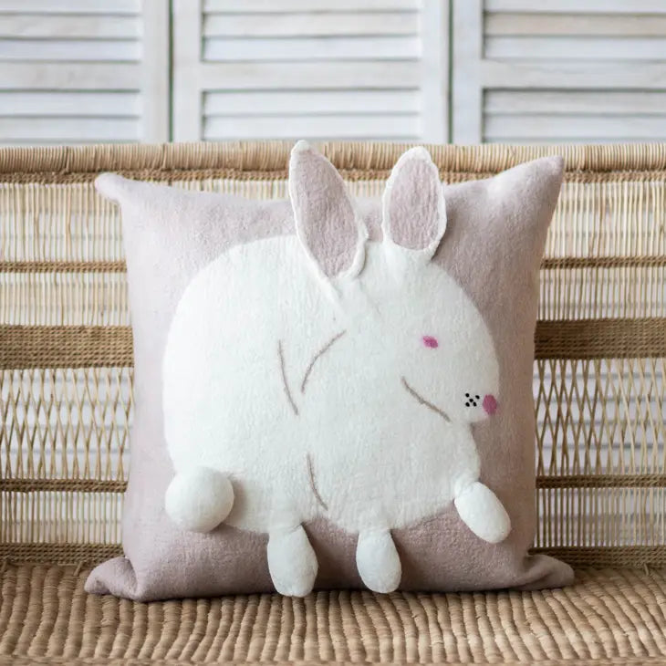 Bunny Rabbit Hand Felted Pillow- Large