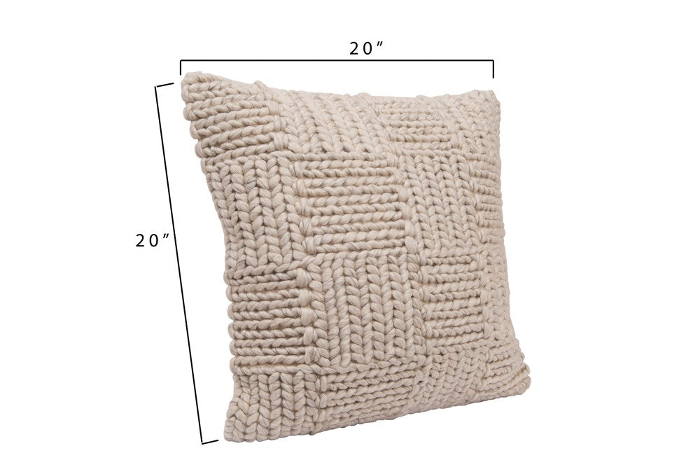 Square Knit Wool Pillow, Cream