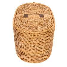 Oval Rattan Double Tissue Roll Holder