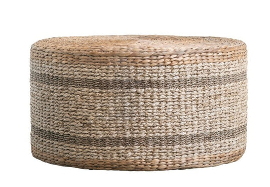 Natural Woven Water Hyacinth & Seagrass Pouf