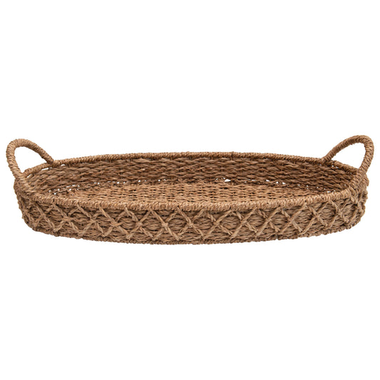 Decorative Woven Seagrass Tray with Handles