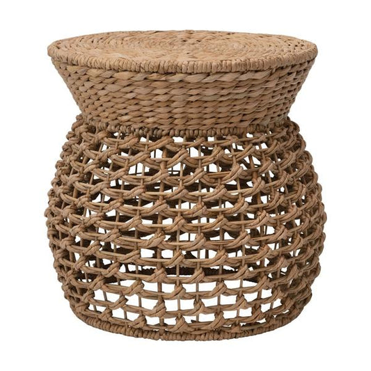 Hand-Woven Water Hyacinth & Rattan Stool