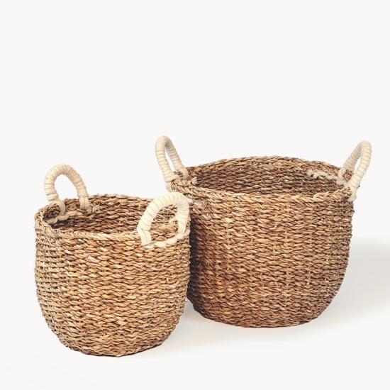 Savar Basket with White Handle- Small