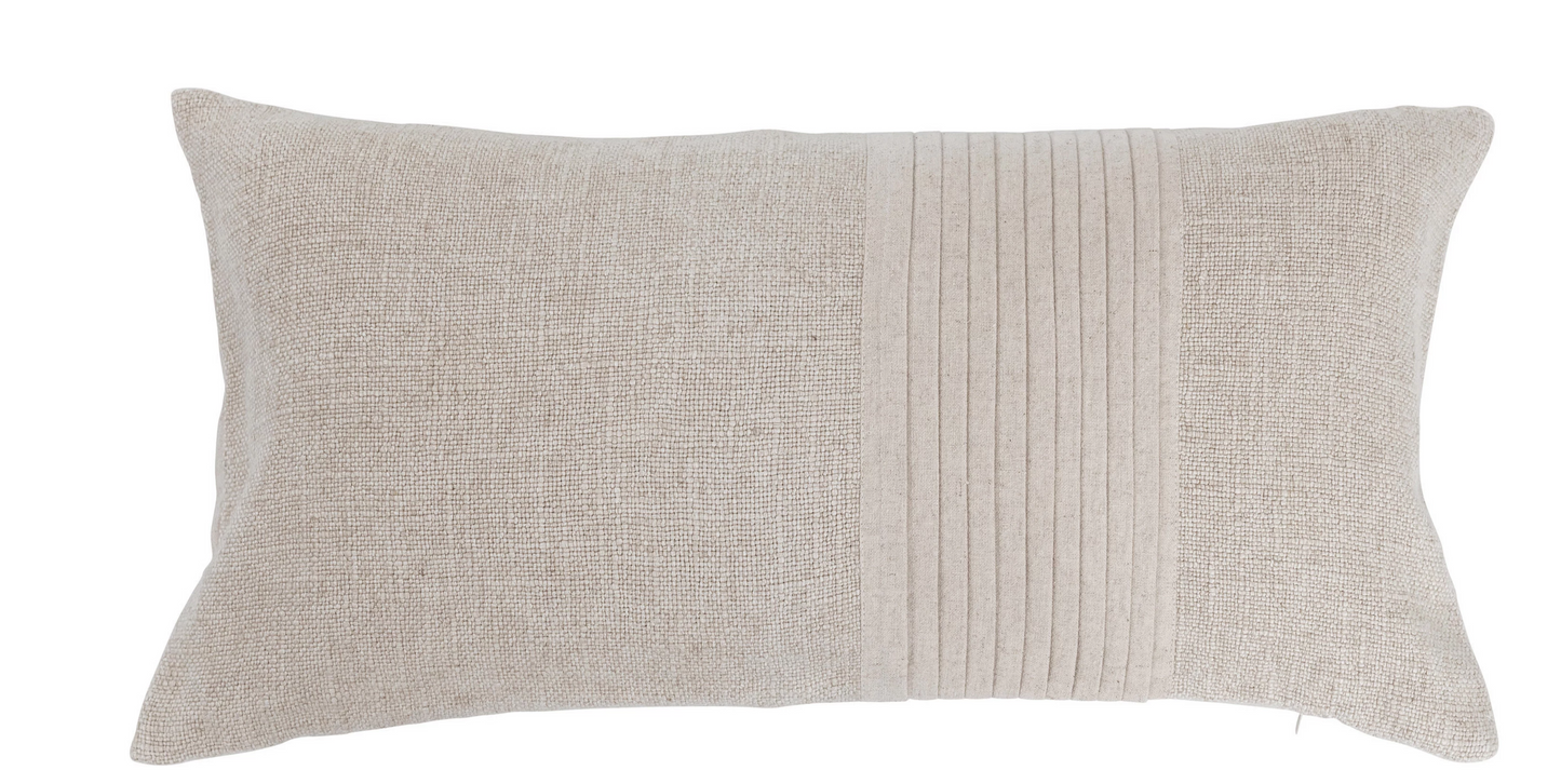 Linen Blend Pleated Lumbar Pillow