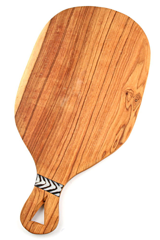 Wild Olive Wood Cheese Board with Batik Bone Handle