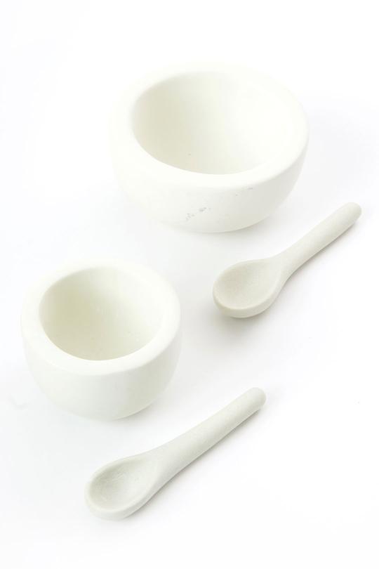NEW!!!SET OF 2 White Soapstone Salt Cups and Spoons