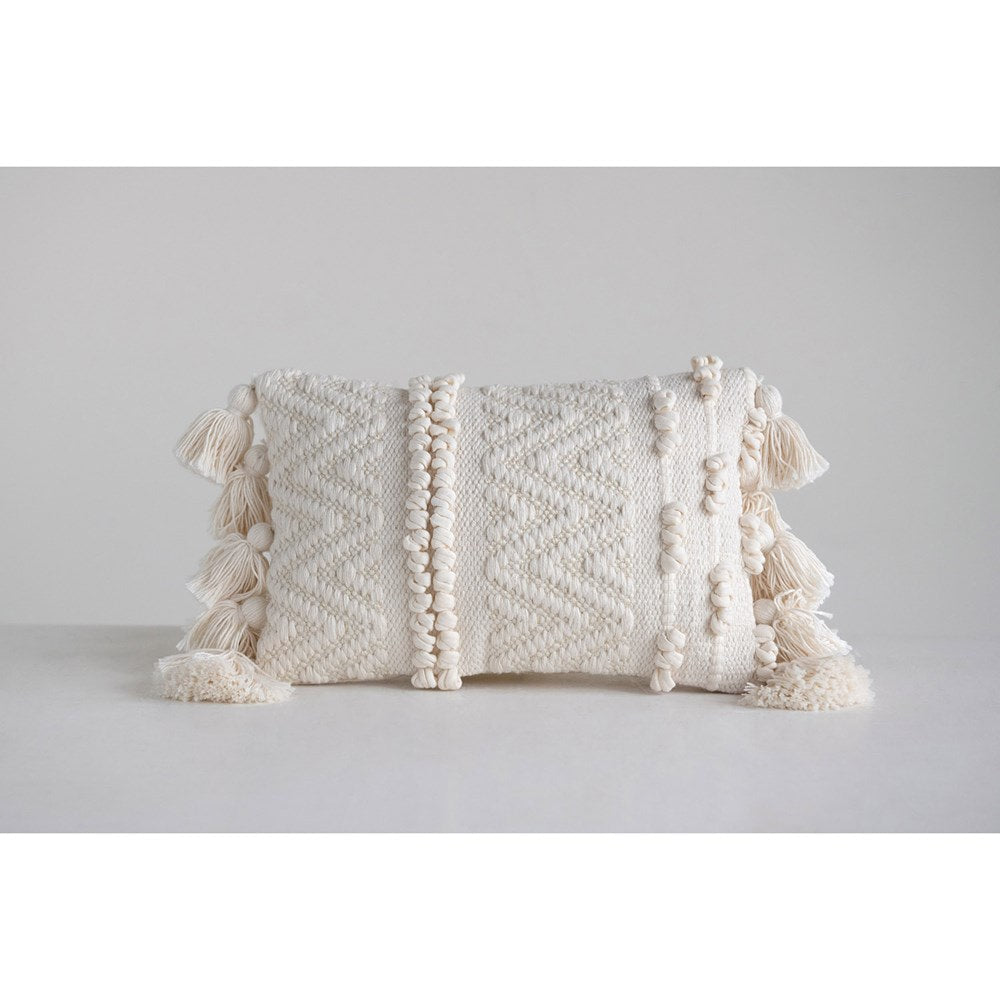 Woven Cotton Textured Lumbar Pillow